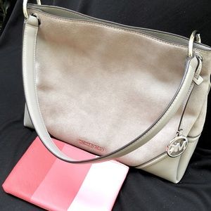 Grey suede MK shoulder bag